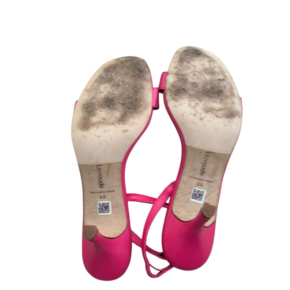 Larroude Fuchsia pink hibiscus Flower slingback heeled sandals in box size 8.5 - Picture 14 of 15